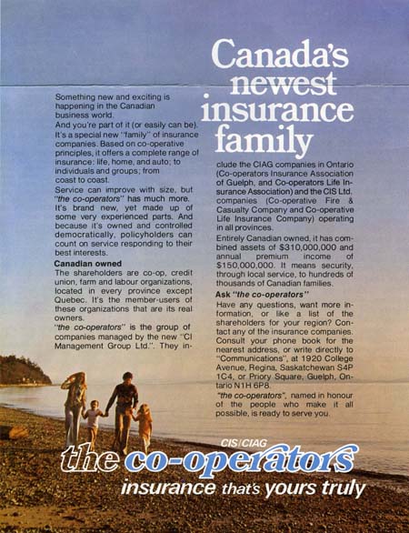 Advertisement introducing The Co-operators in 1976